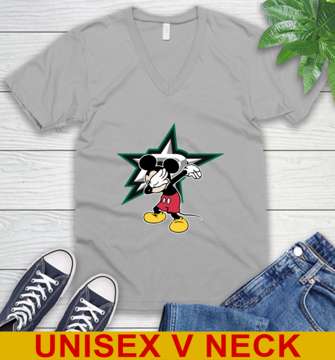 Dallas Stars NHL Hockey Dabbing Mickey Disney Sports V-Neck T-Shirt 4