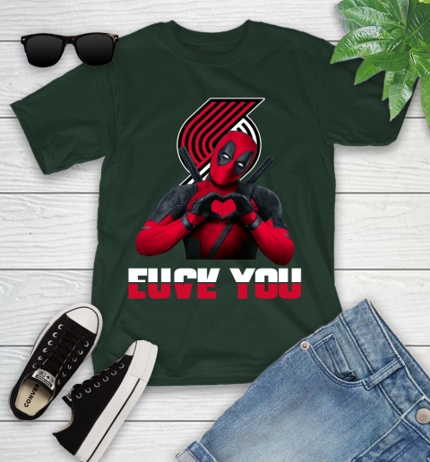 NBA Portland Trail Blazers Deadpool Love You Fuck You Basketball Sports Youth T-Shirt 5