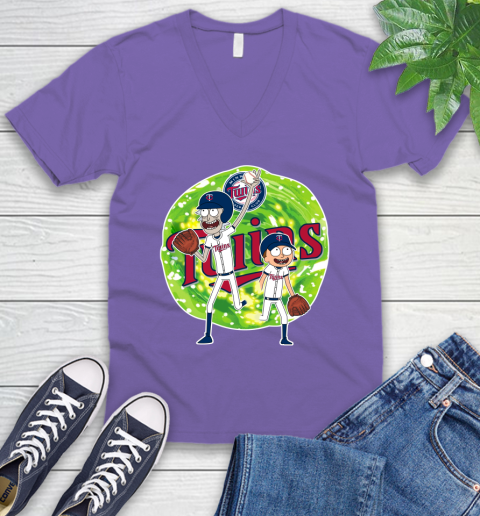 MLB Minnesota Twins Rick And Morty Baseball Sports V-Neck T-Shirt 10