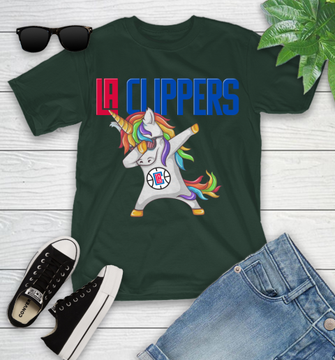 LA Clippers NBA Basketball Funny Unicorn Dabbing Sports Youth T-Shirt 5