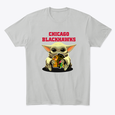 xkjg baby yoda hugs the chicago blackhawks classic t shirt 2 front ash
