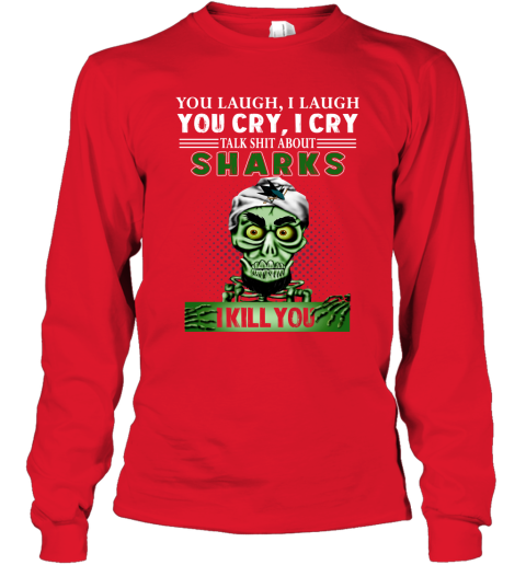 NHL Talk Shit About San Jose Sharks I Kill You Achmed The Dead Terrorist Jeffrey Dunham Hockey LJQFNwznAIy long sleeve tee 14 95 151514 front red