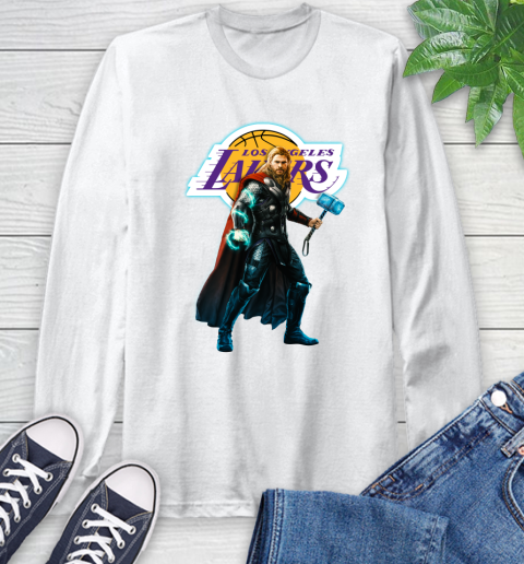 NBA Thor Avengers Endgame Basketball Los Angeles Lakers Long Sleeve T-Shirt