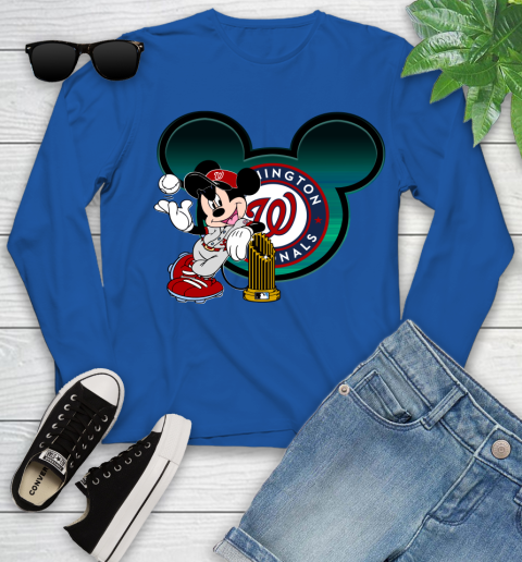 MLB Washington Nationals The Commissioner's Trophy Mickey Mouse Disney Youth Long Sleeve 9
