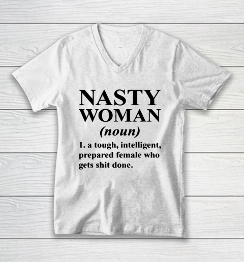 Nasty Woman Noun black V-Neck T-Shirt