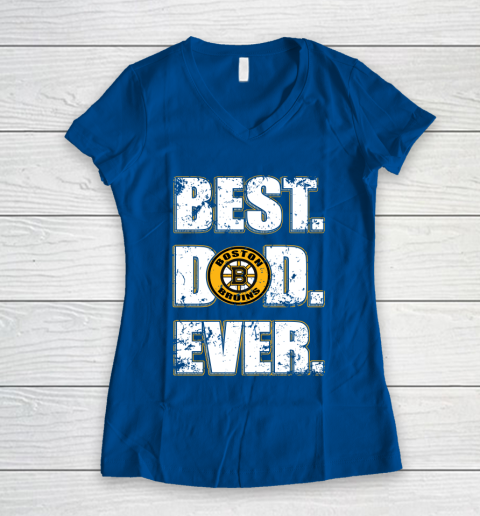 NHL Boston Bruins Hockey Best Dad Ever Family Shirt Women's V-Neck T-Shirt 7