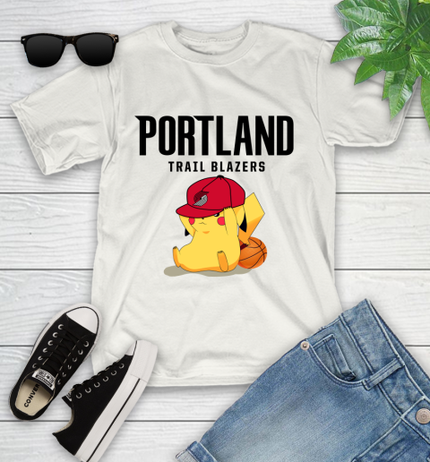 NBA Pikachu Basketball Sports Portland Trail Blazers Youth T-Shirt