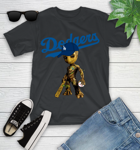 MLB Los Angeles Dodgers Groot Guardians Of The Galaxy Baseball Youth T-Shirt 2
