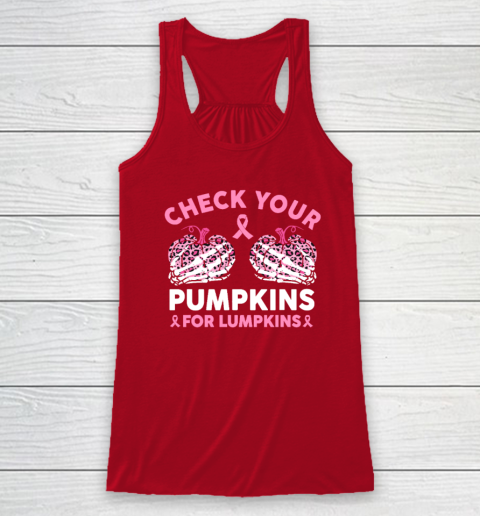 Check Your Pumpkins Breast Cancer Awareness Halloween Racerback Tank 3
