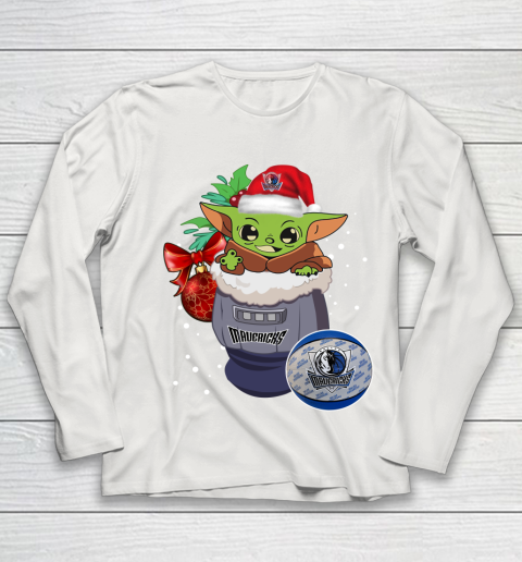 Dallas Mavericks Christmas Baby Yoda Star Wars Funny Happy NBA Youth Long Sleeve 11