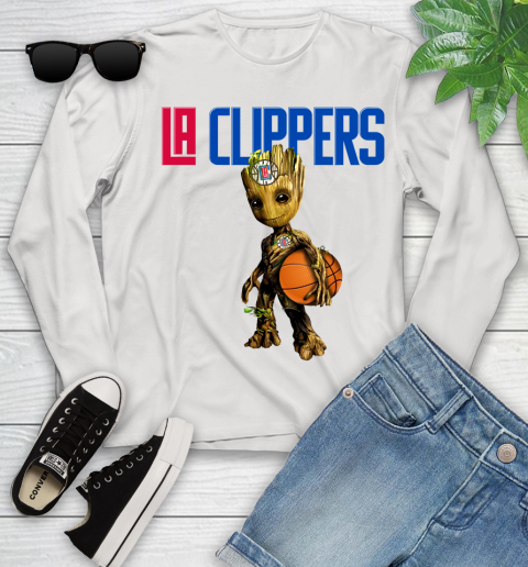 LA Clippers NBA Basketball Groot Marvel Guardians Of The Galaxy Youth Long Sleeve