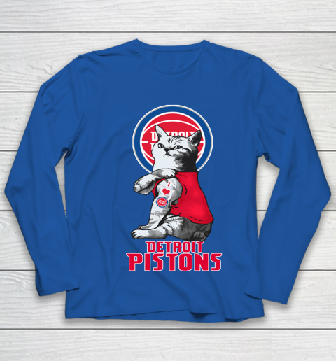 NBA Basketball My Cat Loves Detroit Pistons Youth Long Sleeve 7