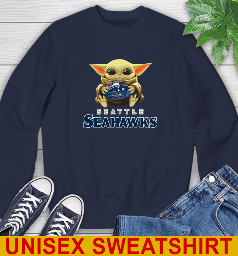 NFL Football Seattle Seahawks Baby Yoda Star Wars Shirt Sweatshirt 3