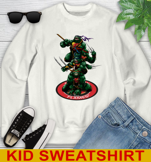 NHL Hockey Calgary Flames Teenage Mutant Ninja Turtles Shirt Youth Sweatshirt