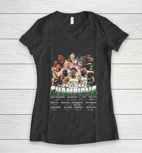 Milwaukee Bucks Championship shirt Milwaukee Basketball Bucks Finals 2021 Women's V-Neck T-Shirt 6