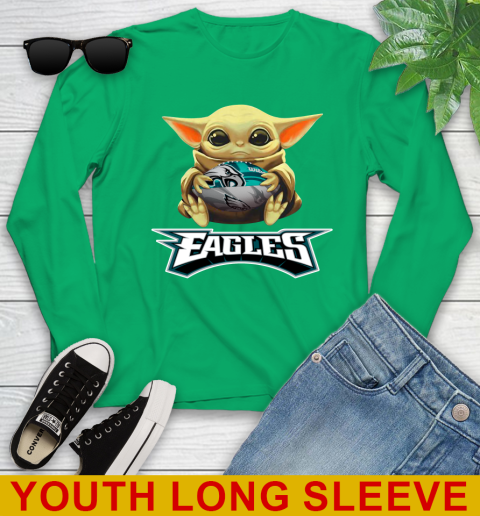NFL Football Philadelphia Eagles Baby Yoda Star Wars Shirt Youth Long Sleeve 7