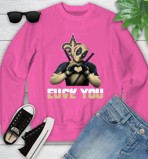 NHL New Orleans Saints Deadpool Love You Fuck You Football Sports Youth Sweatshirt 6