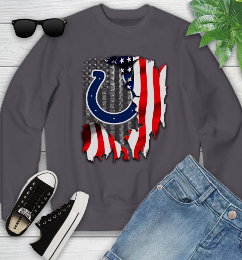 Indianapolis Colts NFL Football American Flag Youth Sweatshirt - Image 6
