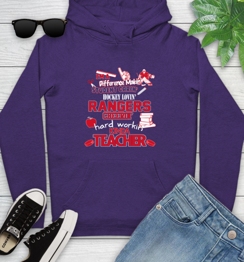 New York Rangers NHL I'm A Difference Making Student Caring Hockey Loving Kinda Teacher Youth Hoodie 5