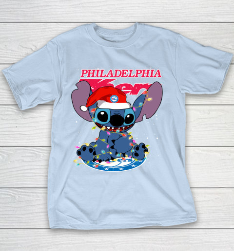 Philadelphia 76ers NBA noel stitch Basketball Christmas Youth T-Shirt 4