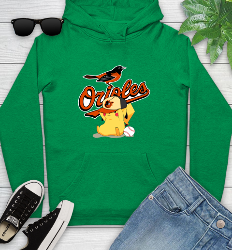 MLB Pikachu Baseball Sports Baltimore Orioles Youth Hoodie 7