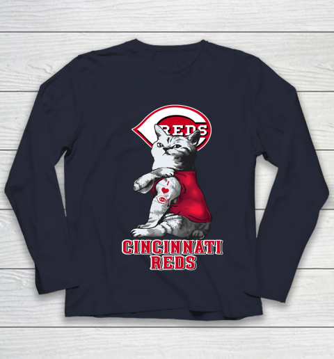 MLB Baseball My Cat Loves Cincinnati Reds Youth Long Sleeve 2