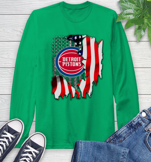 Detroit Pistons NBA Basketball American Flag Long Sleeve T-Shirt 8