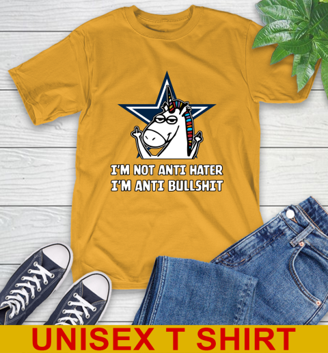 Dallas Cowboys NFL Football Unicorn I'm Not Anti Hater I'm Anti Bullshit T-Shirt 3