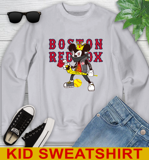 Boston Red Sox MLB Baseball Mickey Peace Sign Sports Youth Sweatshirt 4