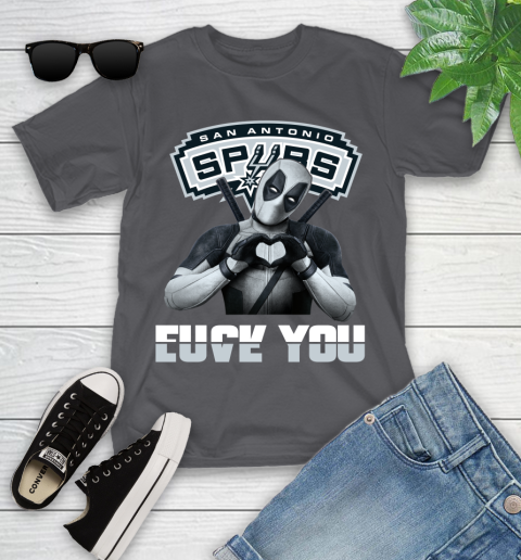 NBA San Antonio Spurs Deadpool Love You Fuck You Basketball Sports Youth T-Shirt 6
