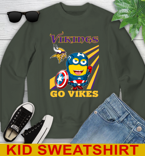 NFL Football Minnesota Vikings Captain America Marvel Avengers Minion Shirt Youth Sweatshirt 8