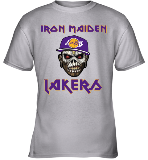 lts5 nba los angeles lakers iron maiden rock band music basketball youth t shirt 26 front sport grey
