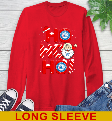 Philadelphia 76ers NBA Basketball Ho Ho Ho Santa Claus Merry Christmas Shirt Long Sleeve T-Shirt 12