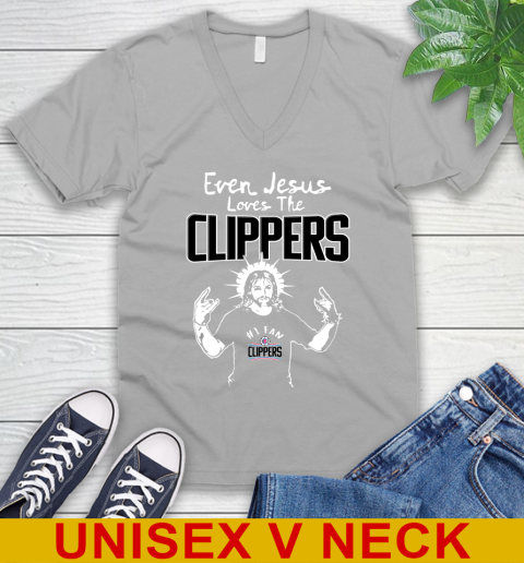 LA Clippers NBA Basketball Even Jesus Loves The Clippers Shirt V-Neck T-Shirt 3