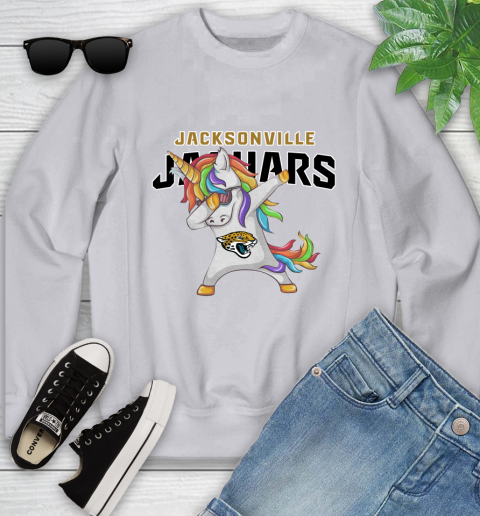 Jacksonville Jaguars NFL Football Funny Unicorn Dabbing Sports Youth Sweatshirt 4