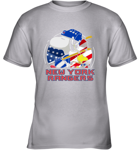 New York Ranger Ice Hockey Snoopy And Woodstock NHL Youth T-Shirt