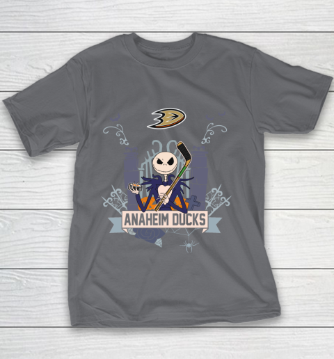 NHL Anaheim Ducks Hockey Jack Skellington Halloween Youth T-Shirt 5