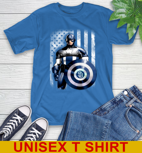 San Diego Padres MLB Baseball Captain America Marvel Avengers American Flag Shirt T-Shirt 11