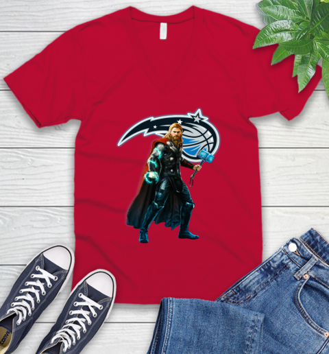 NBA Thor Avengers Endgame Basketball Orlando Magic V-Neck T-Shirt 7