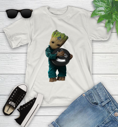 NHL Groot Guardians Of The Galaxy Hockey Sports Vancouver Canucks Youth T-Shirt 12