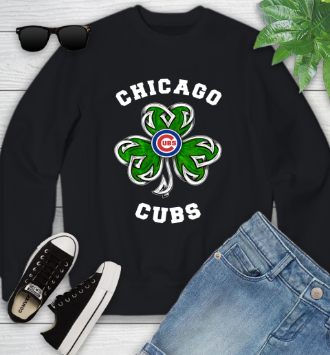 MLB Chicago Cubs Three Leaf Clover St Patrick's Day Baseball Sports Youth Sweatshirt
