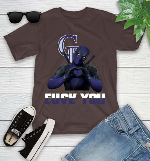 MLB Colorado Rockies Deadpool Love You Fuck You Baseball Sports Youth T-Shirt 7