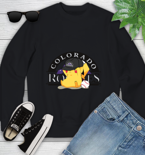 MLB Pikachu Baseball Sports Colorado Rockies Youth Sweatshirt 2