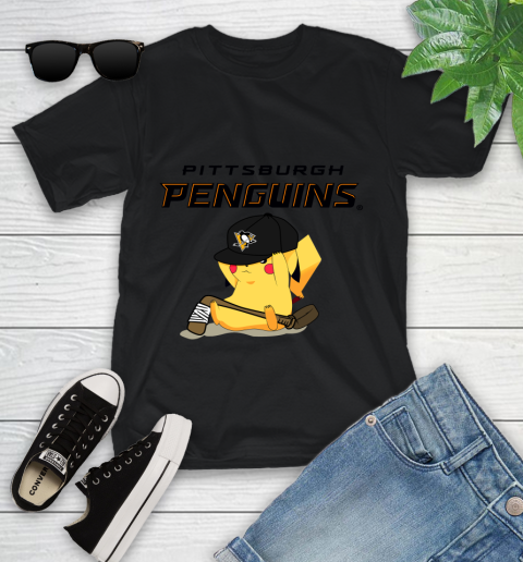 NHL Pikachu Hockey Sports Pittsburgh Penguins Youth T-Shirt 2