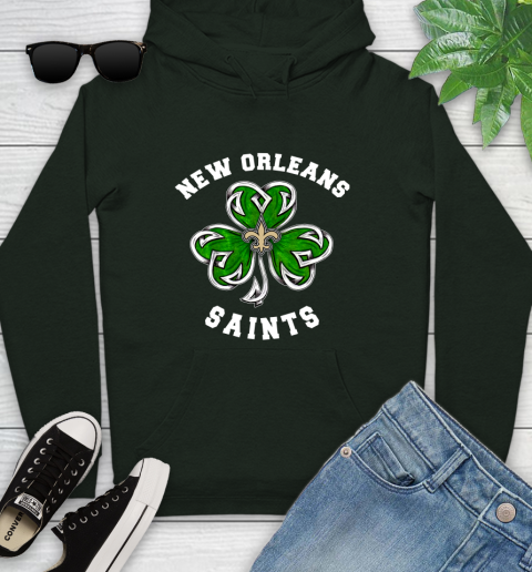 NFL New Orleans Saints Three Leaf Clover St Patrick's Day Football Sports Youth Hoodie 14