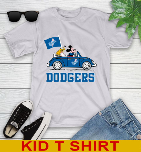 MLB Baseball Los Angeles Dodgers Pluto Mickey Driving Disney Shirt Youth T-Shirt 5