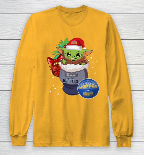Denver Nuggets Christmas Baby Yoda Star Wars Funny Happy NBA Long Sleeve T-Shirt 3