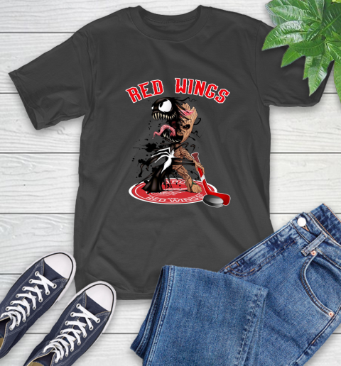 NHL Detroit Red Wings Hockey Venom Groot Guardians Of The Galaxy T-Shirt 2