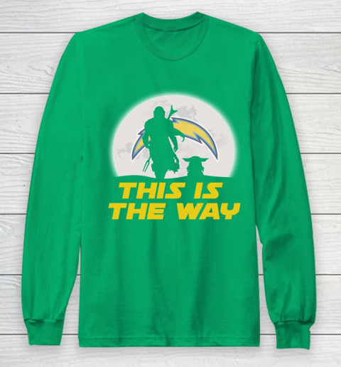 Los Angeles Chargers NFL Football Star Wars Yoda And Mandalorian This Is The Way Long Sleeve T-Shirt 4