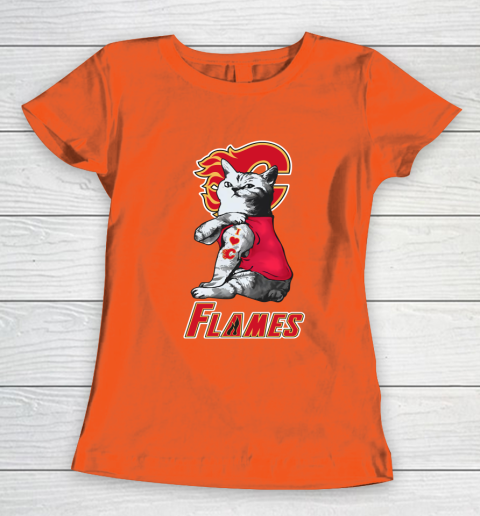 NHL My Cat Loves Calgary Flames Hockey Women's T-Shirt 3